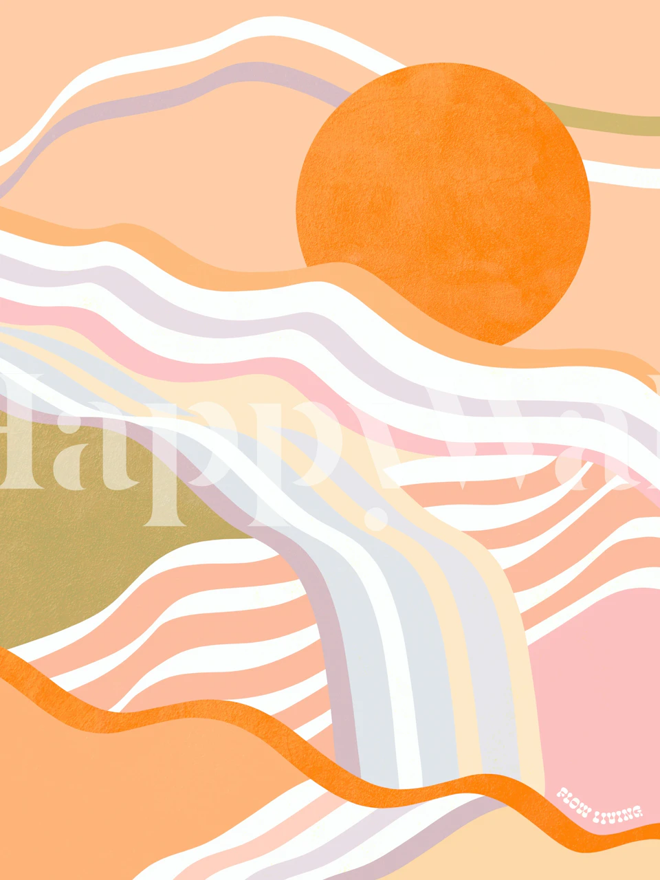 Slow Living Sunrise Flow behang in een kamer