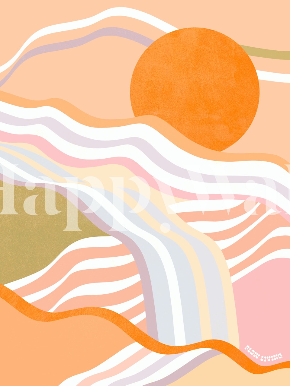 Slow Living Sunrise Flow wallpaper in a room