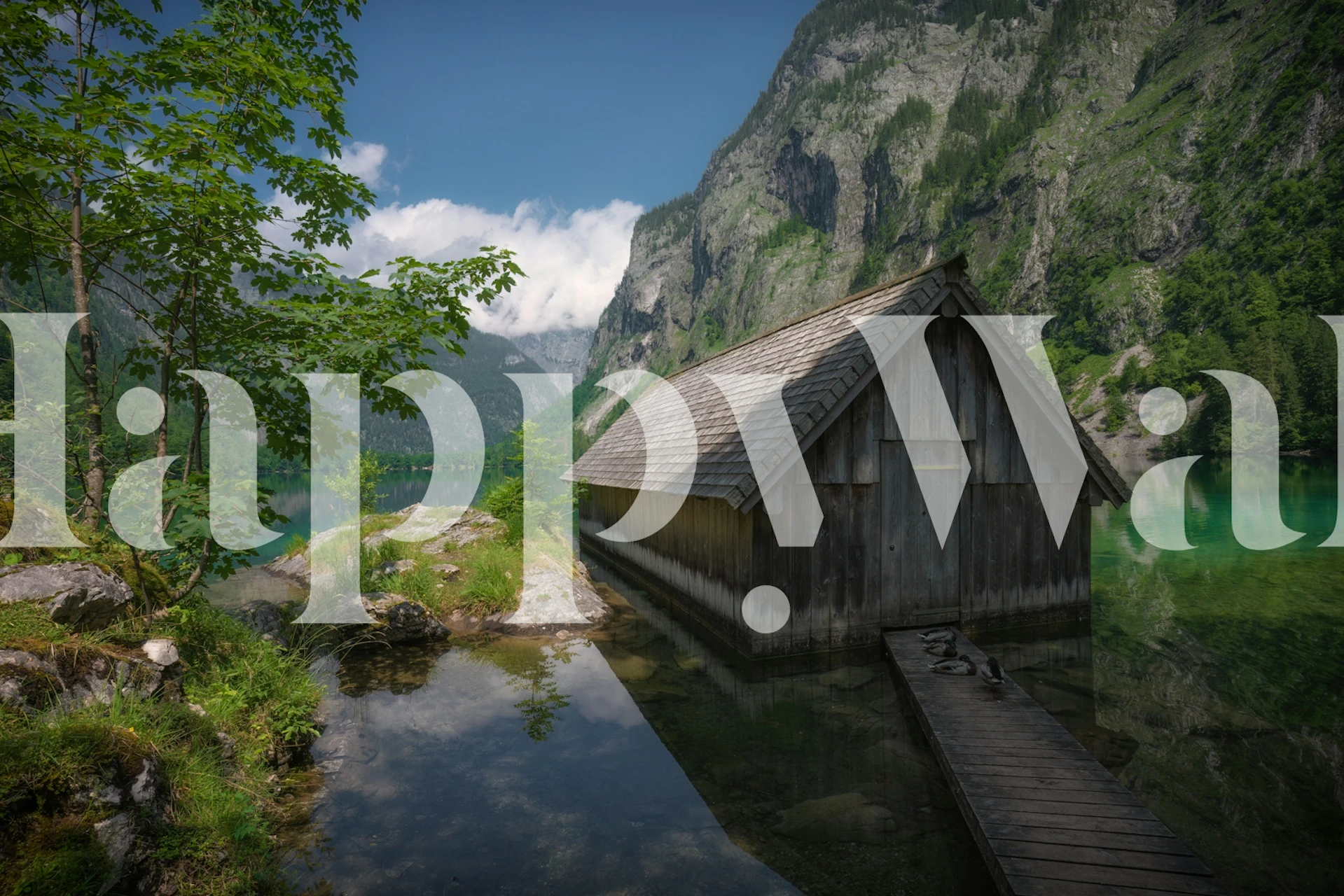 Lakefront cabin wallpaper in a serene setting