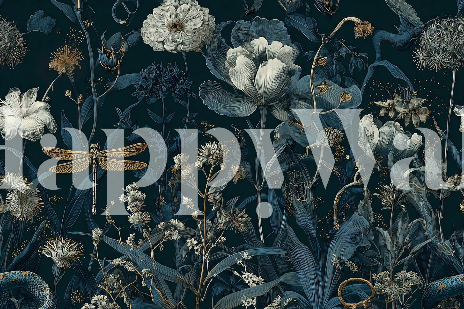 Papel de parede Midnight Garden Elegance em um quarto