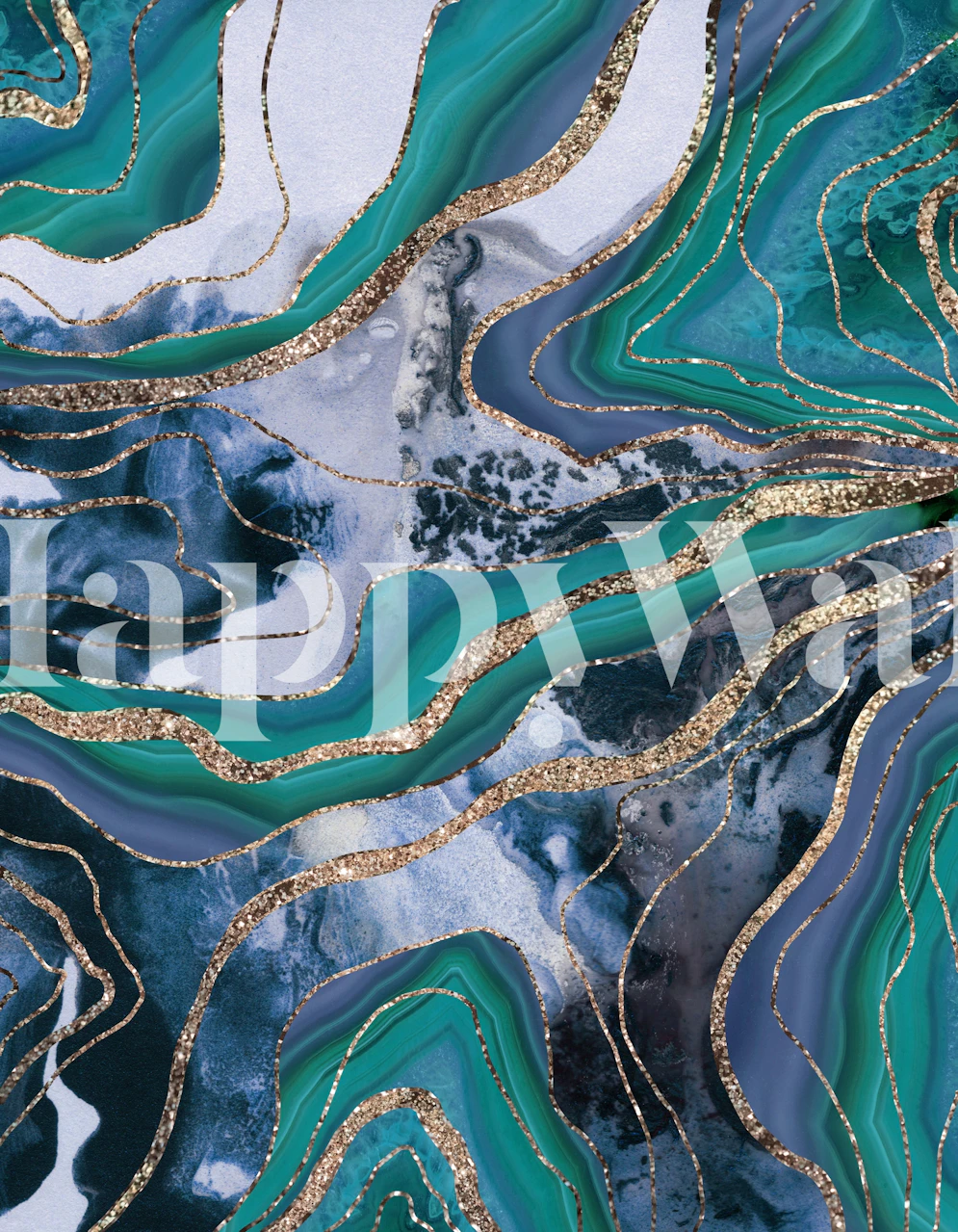 Papel pintado Liquid Marble Agate Glam 7 en una habitación
