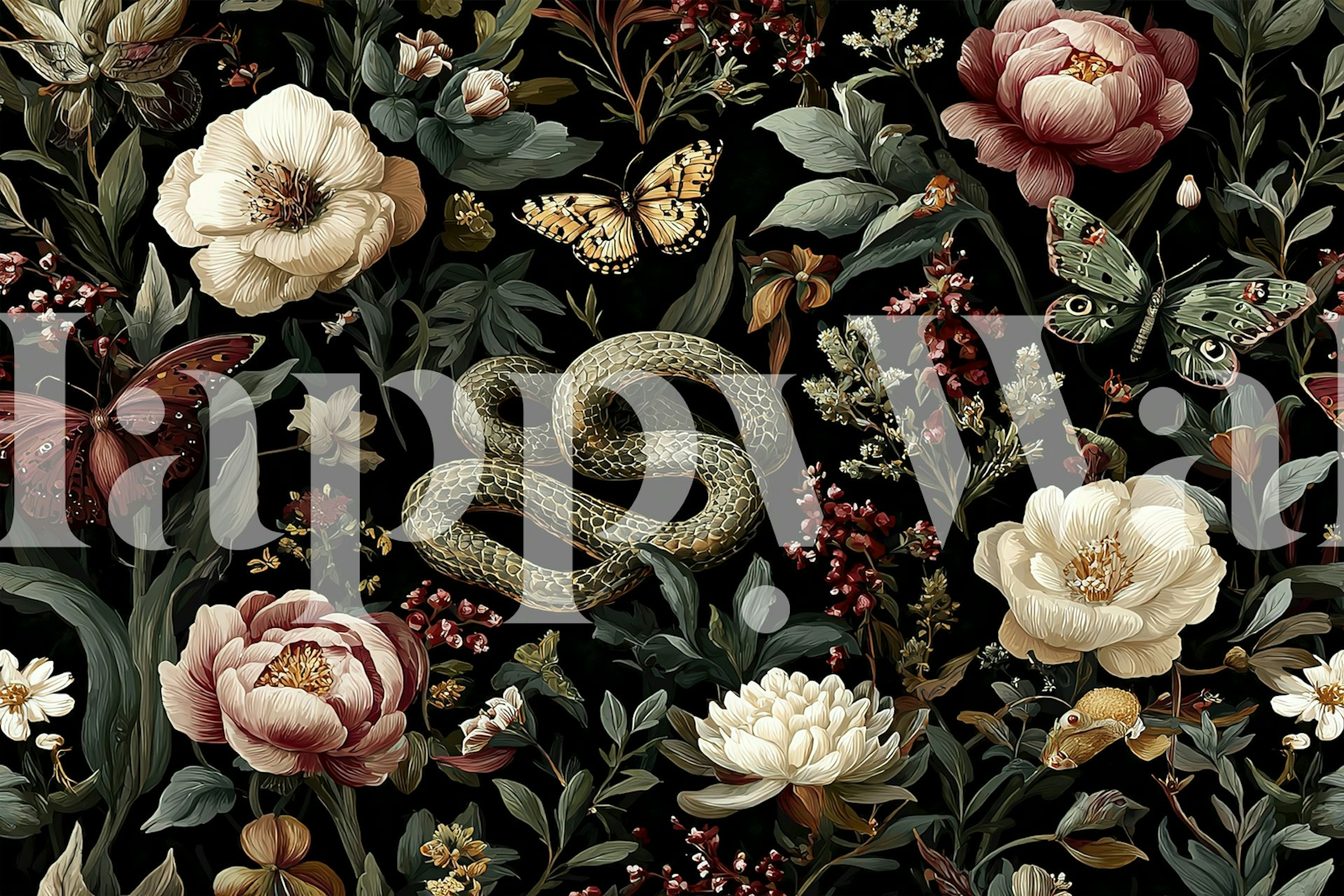 Dark Garden Mystique wallpaper displayed in a room