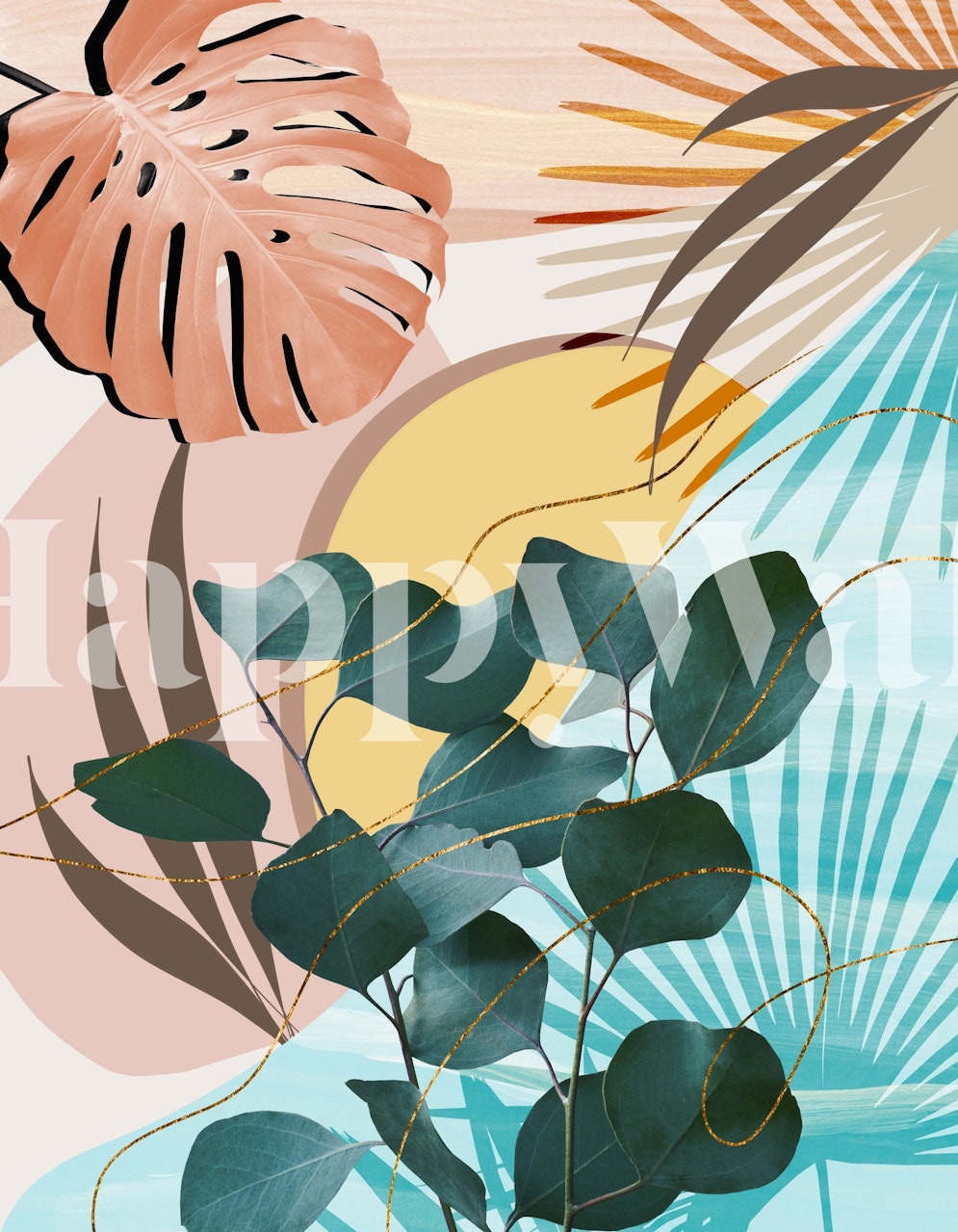 Eucalyptus Summer Glam 1 wallpaper in a room