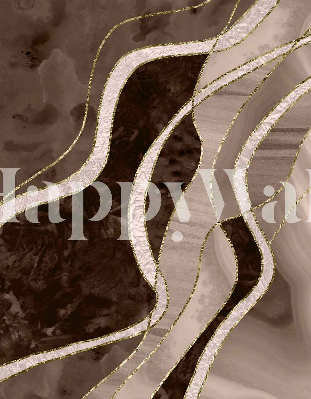 Brown and gold marble abstract wallpaper design