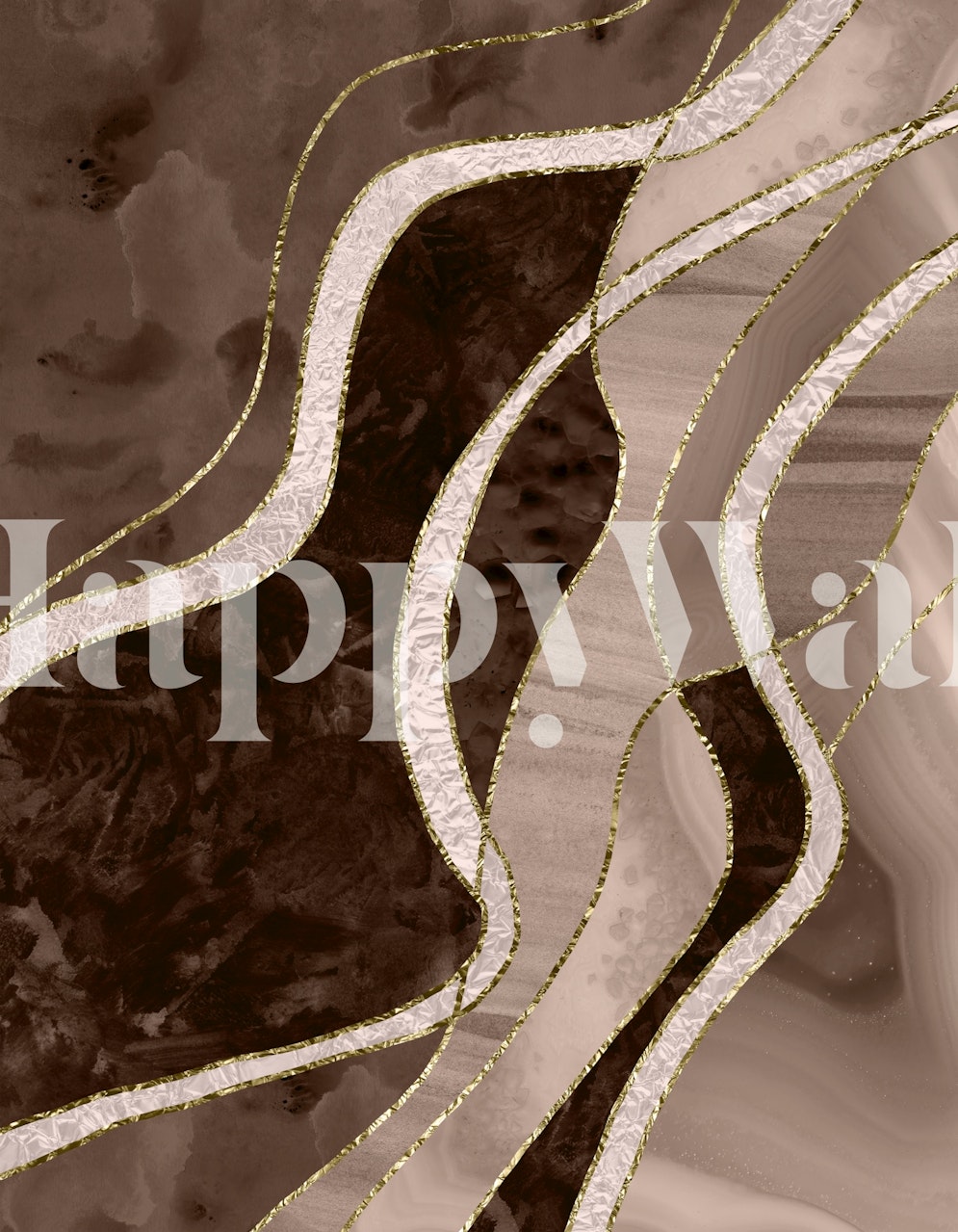 Brown and gold marble abstract wallpaper design