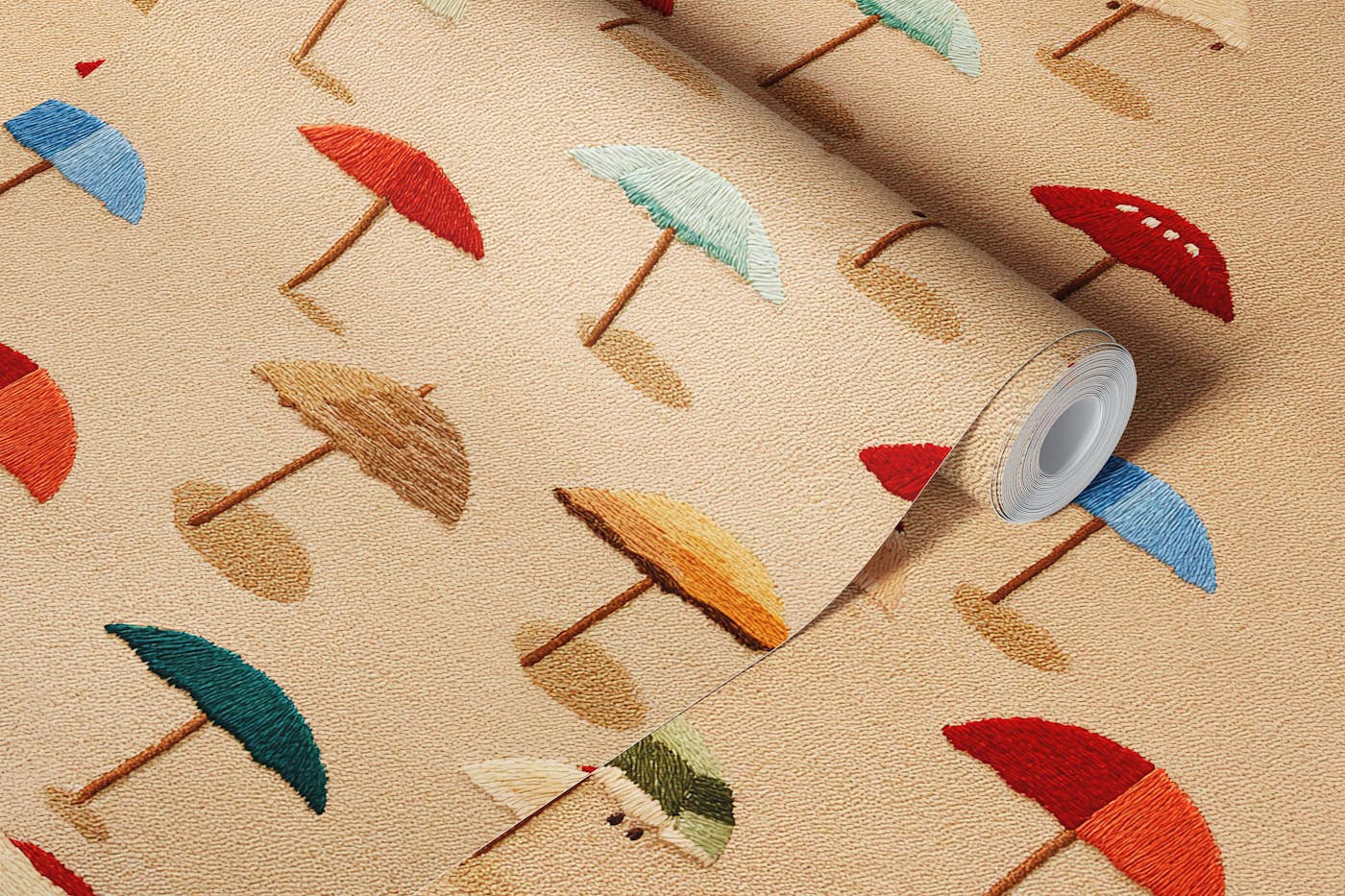 Coastal Umbrella Bliss wallpaper roll