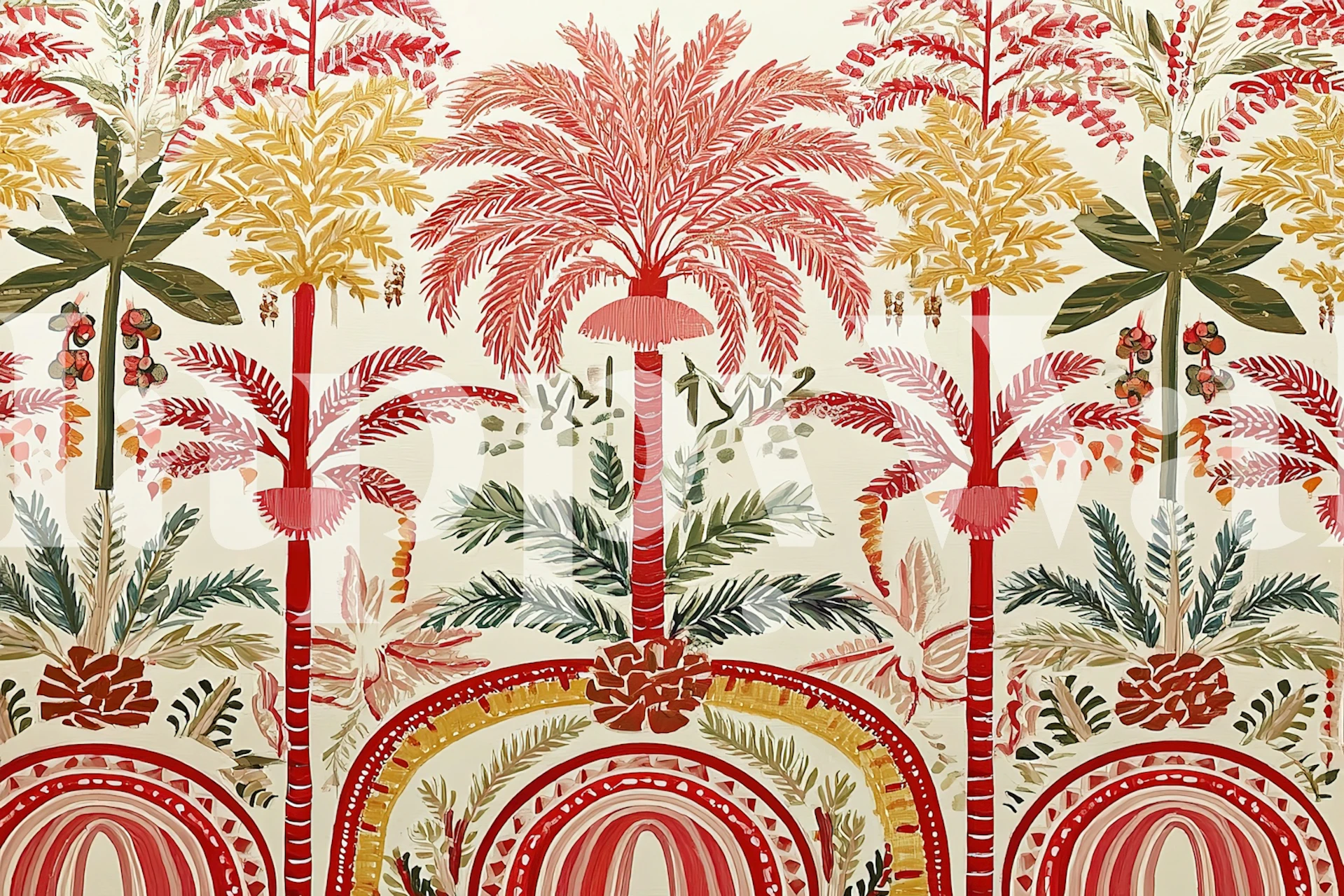 Tropical Oasis Deco papel de parede em um cômodo