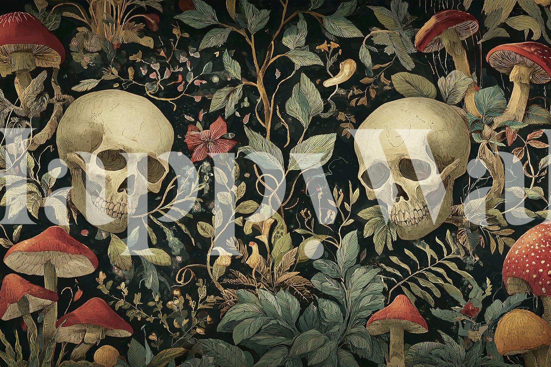 Wzór tapety Shadowed Forest w pokoju