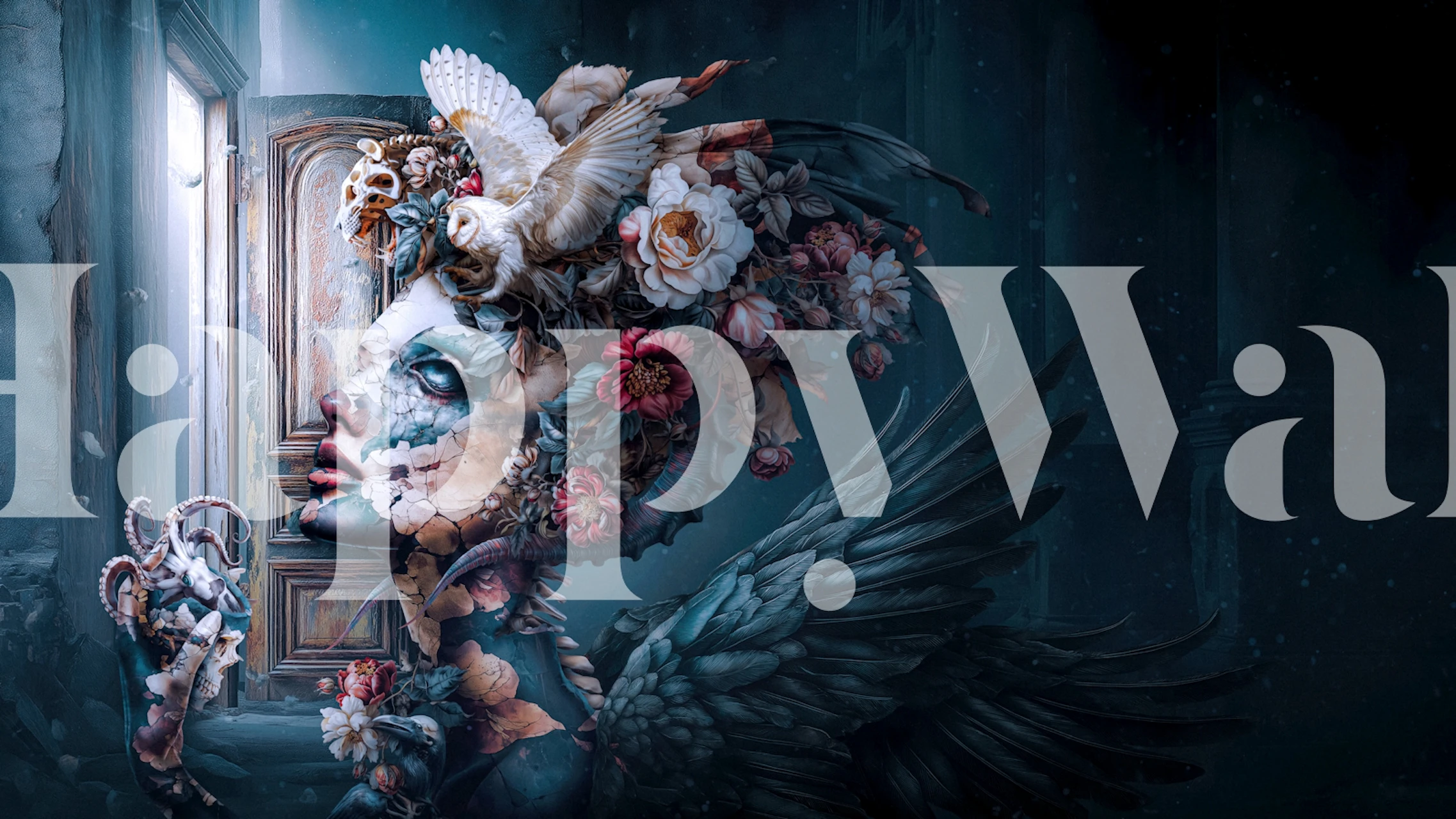 Florentia in Tenebris behang in een kamer