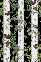 Wings and Flora Charm Black Stripes wallpaper