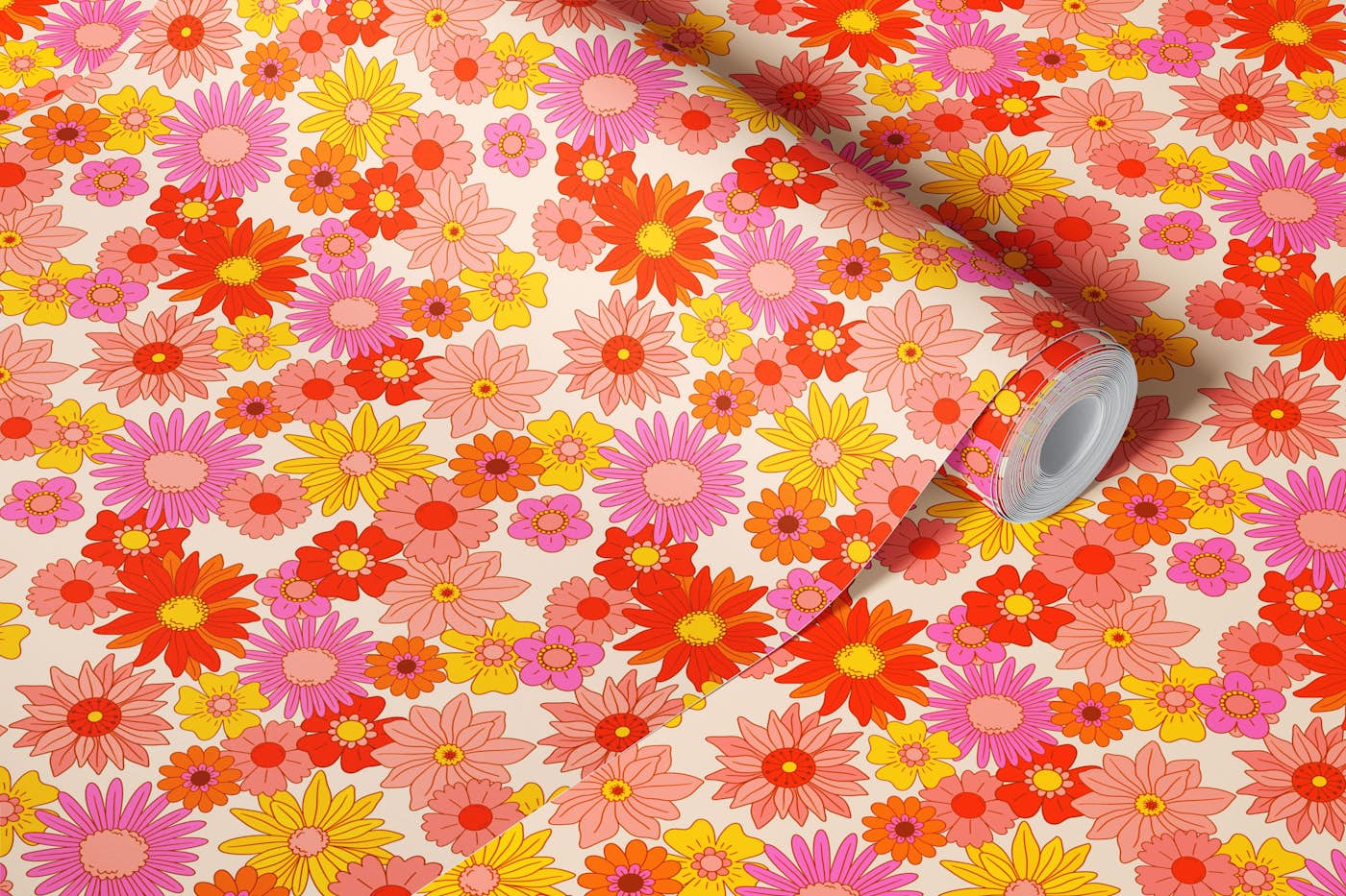 Retro Bloom Burst wallpaper roll