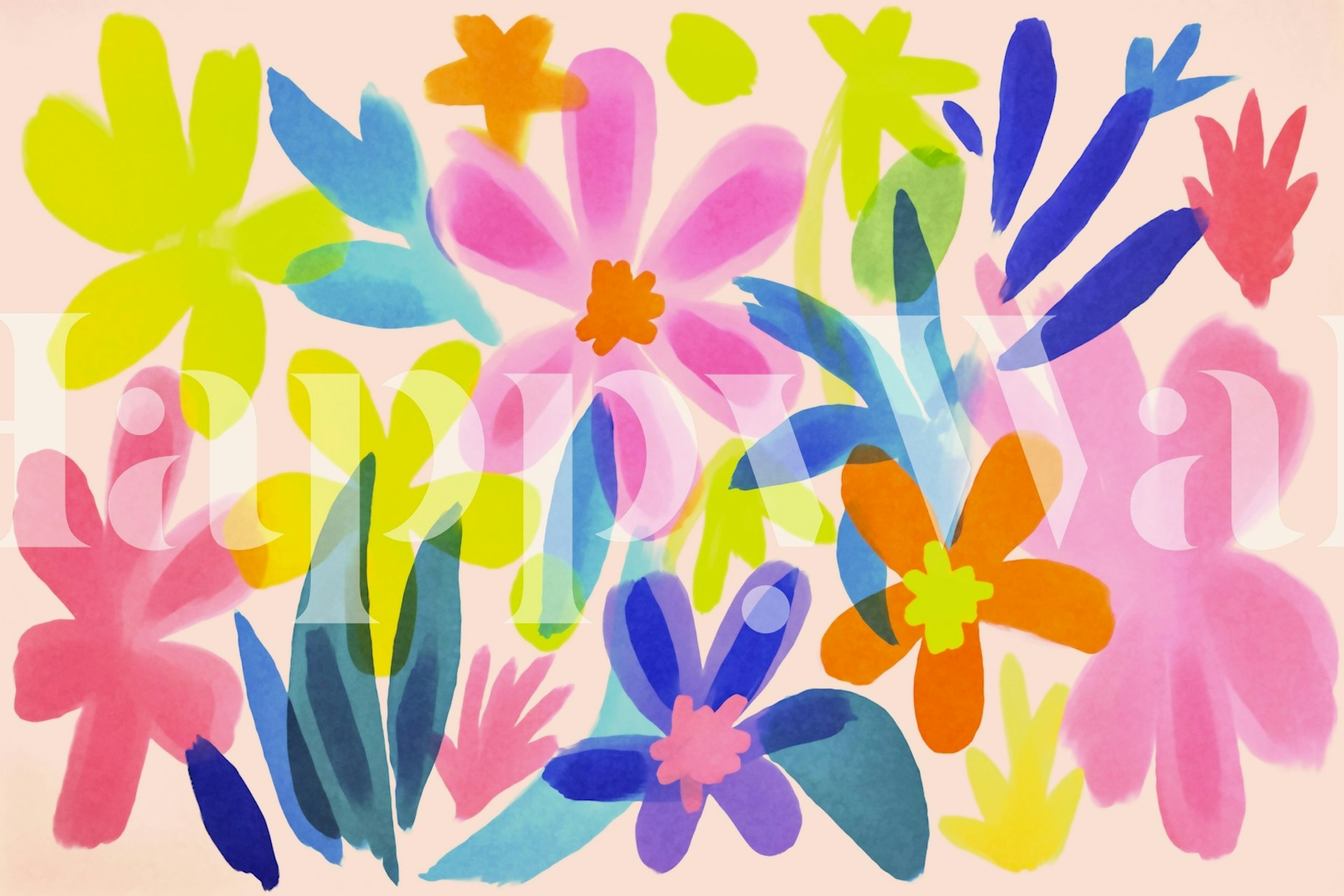 Bright Botanical Matisse Garden wallpaper in a room