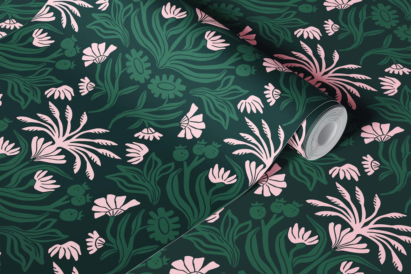 Greenery and Blooms wallpaper roll