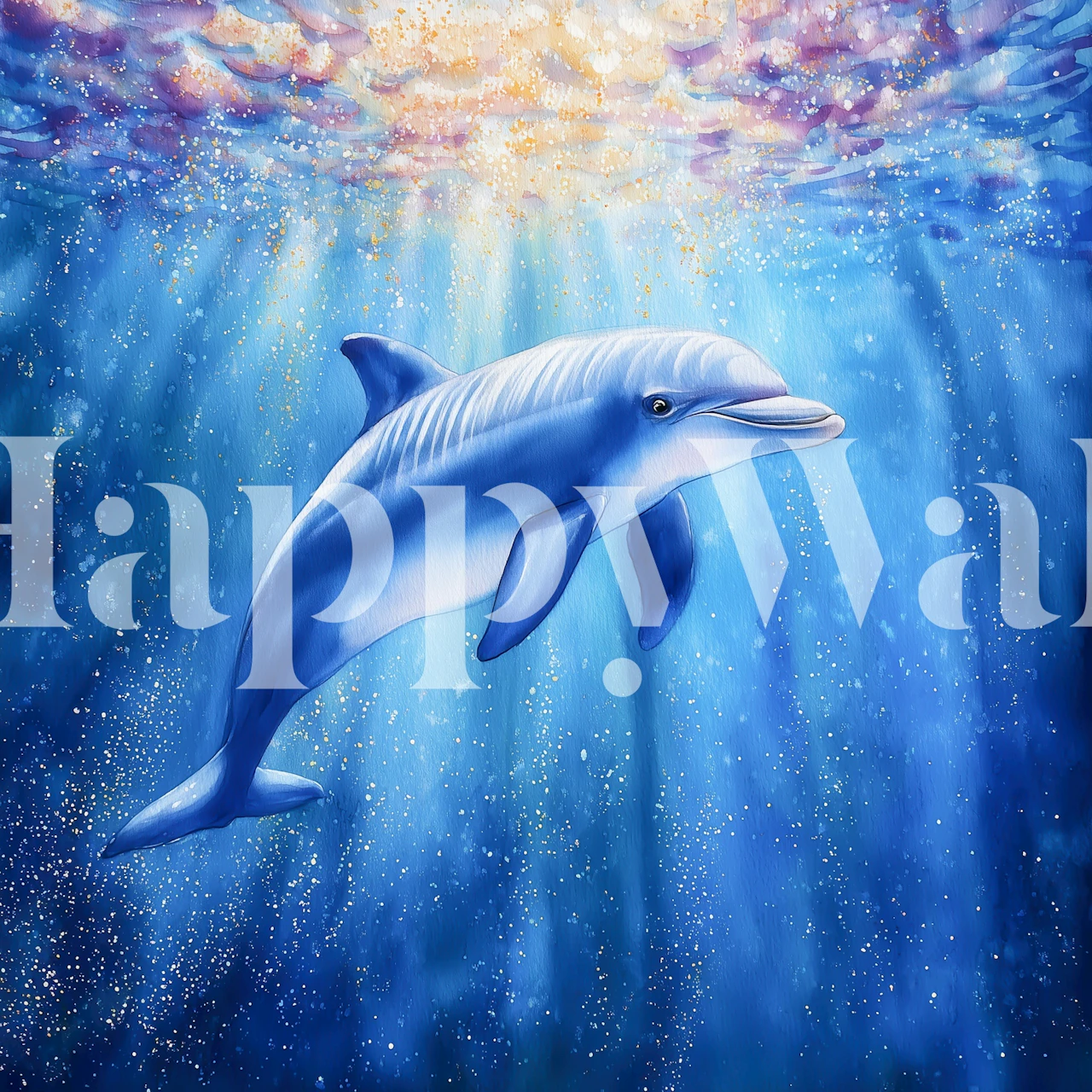 Dolphin swimming in blue underwater scene wallpaper