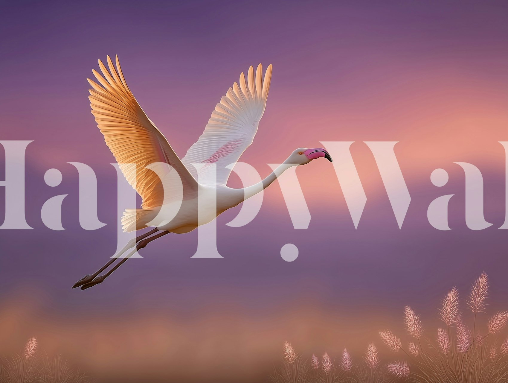 Serene flamingo flying in a tranquil setting