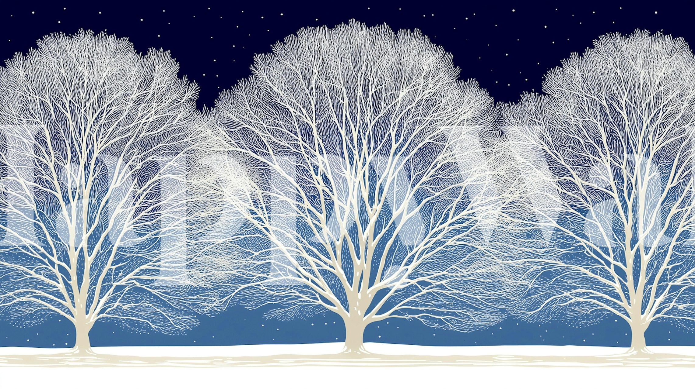 Winter Night Forest wallpaper in a room