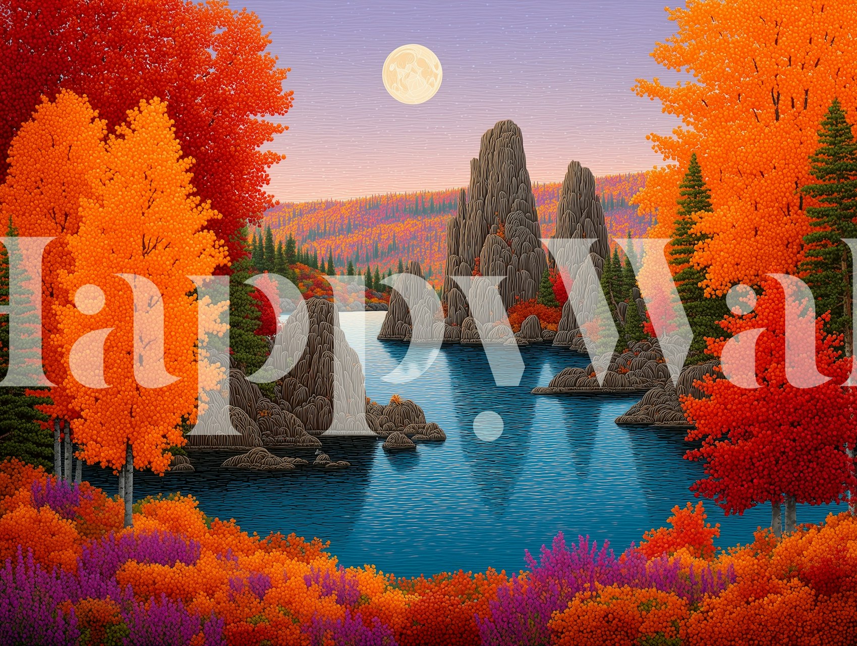 Papier peint Moonlit Autumn Escape dans une pièce