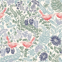 Cottage garden loving birds soft blue green carta da parati