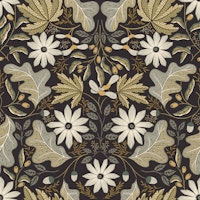 Autumnal Forest Cottagecore dark sage green wallpaper