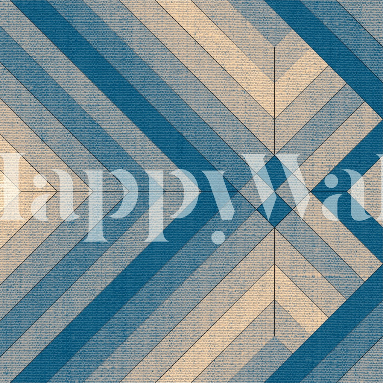 Geometric pattern wall mural with a textile-like texture in shades of blue and beige