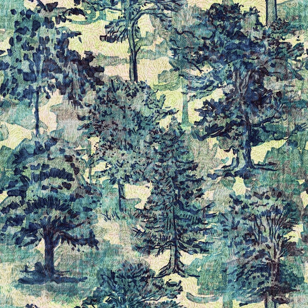 Green Forest Tree Scape Toile - Large