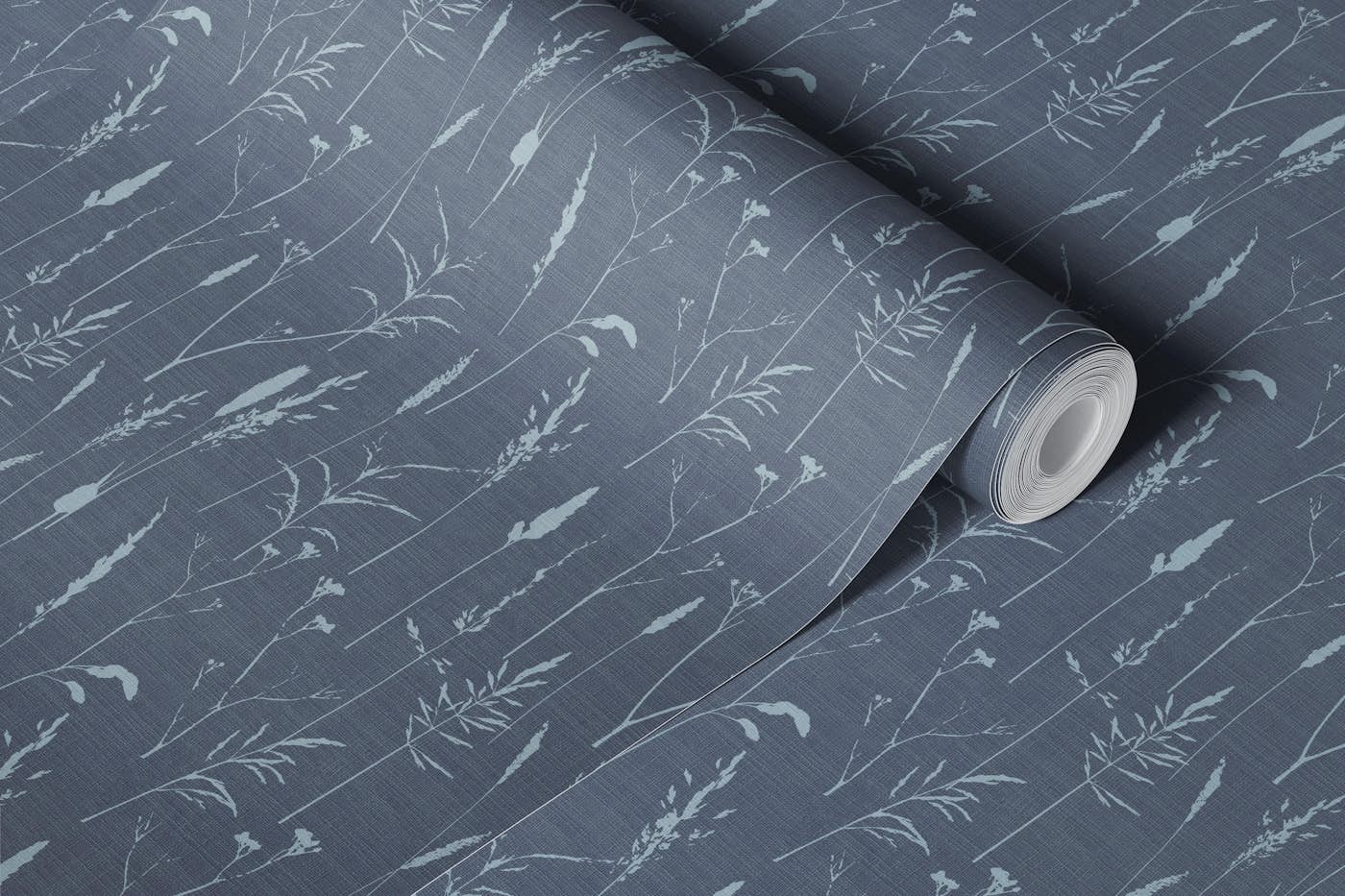 cottagecore wildgrasses - black wallpaper roll