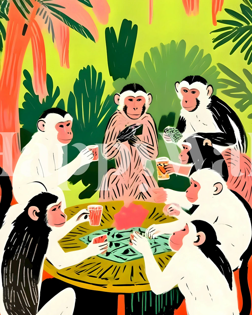 Monkey Poker Royal Flush wallpaper in a room