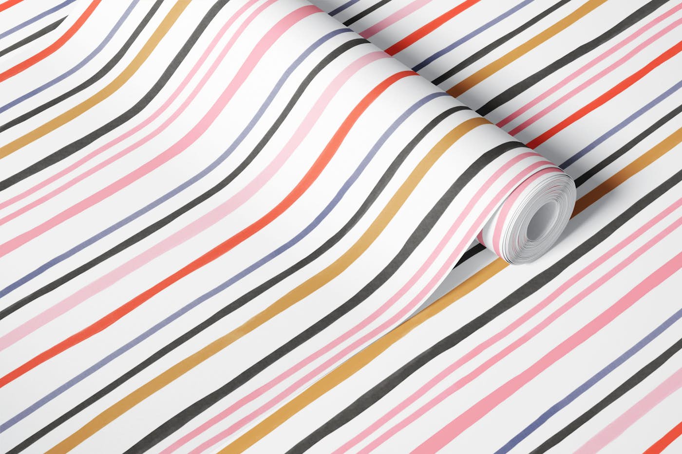 Painterly colorful stripes - small scale wallpaper roll