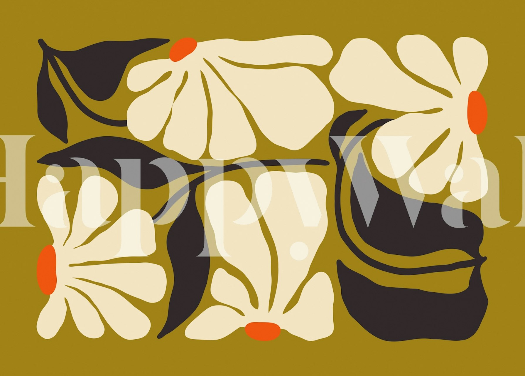 Floral wallpaper design in a room