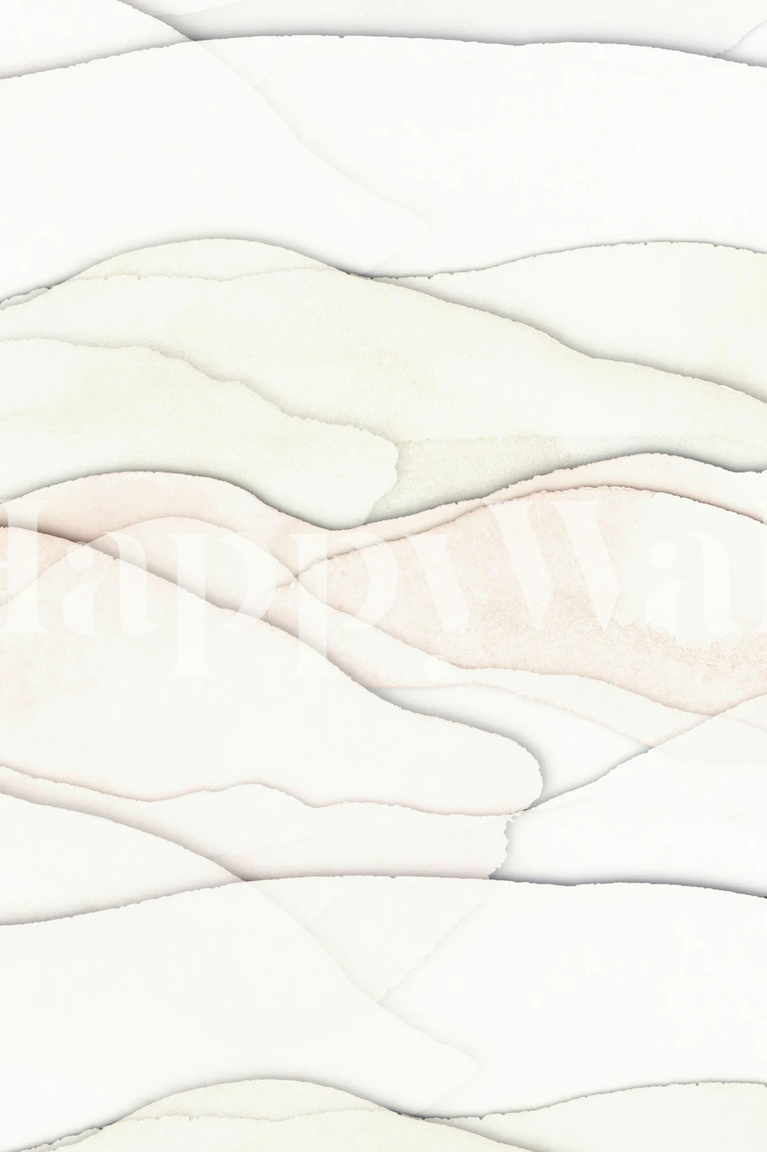 Layered Landscape Waves Blush Beige design de papel de parede
