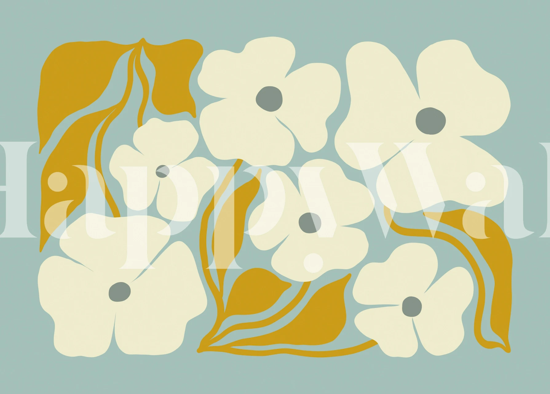 Tapeta Retro Flower Harmony u sobi