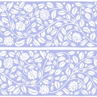 Blue With White Flowers Floral Border ταπετσαρία