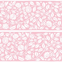 Pink With White Flowers Floral Border ταπετσαρία