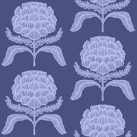 Home Spun Embroidery Flowers on Dark Blue ταπετσαρία