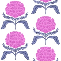 Home Spun Embroidery Flowers in Pink and Blue ταπετσαρία
