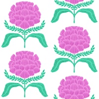 Home Spun Embroidery Flowers in Pink Green ταπετσαρία