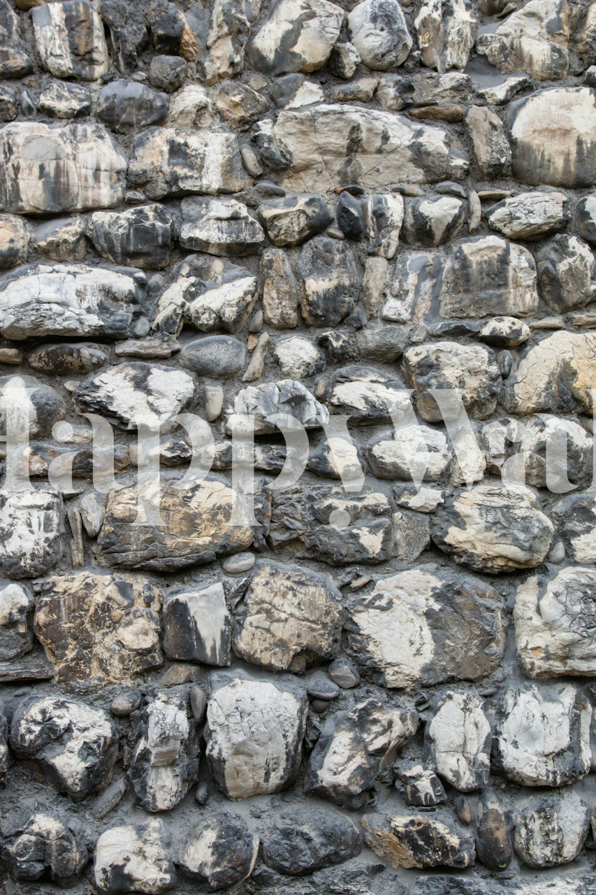 Rustic stone wall wallpaper in a room