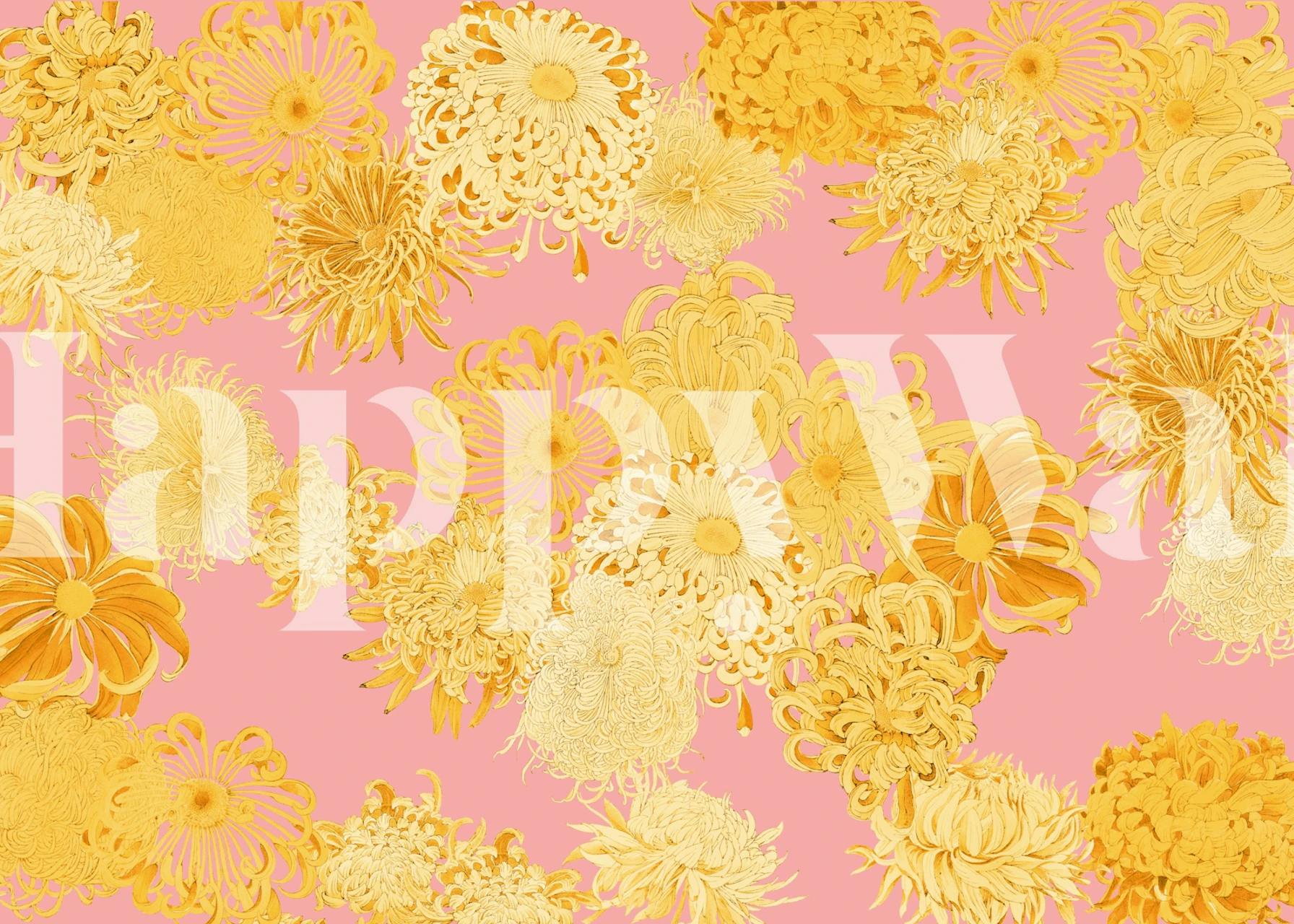 Floral design wallpaper in a room