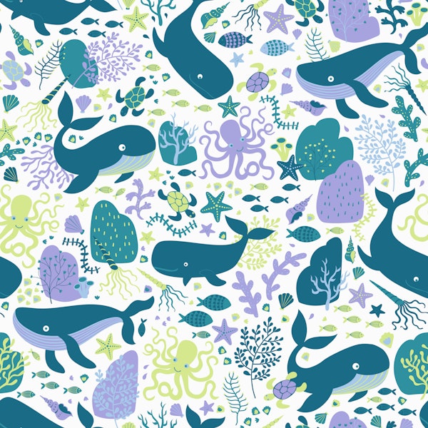 Whales Paradise Seascape - white large scale