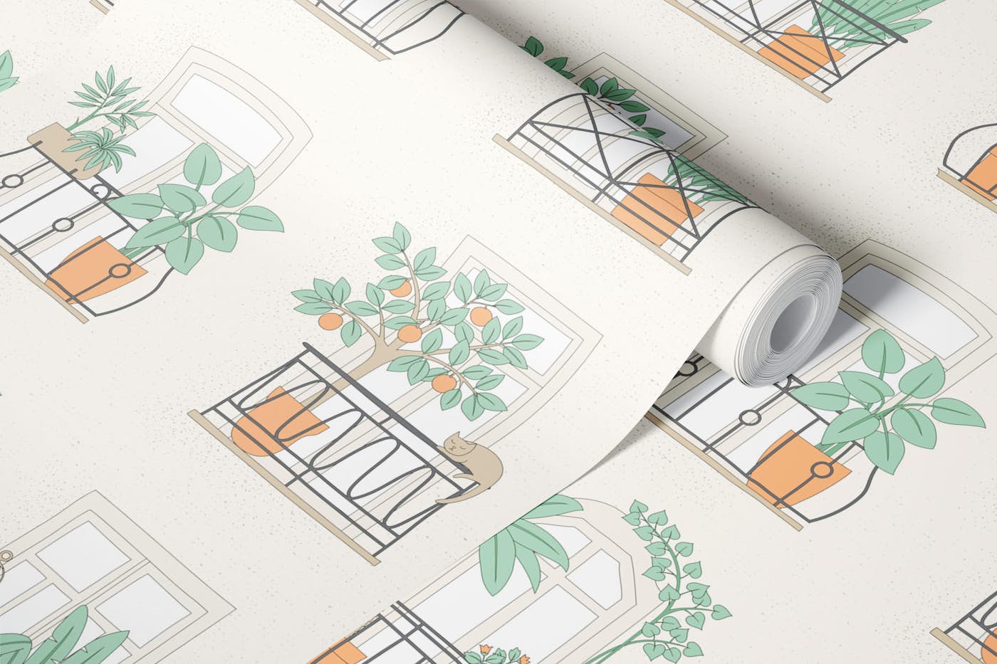 Urban Balcony Retreat with Plants wallpaper roll
