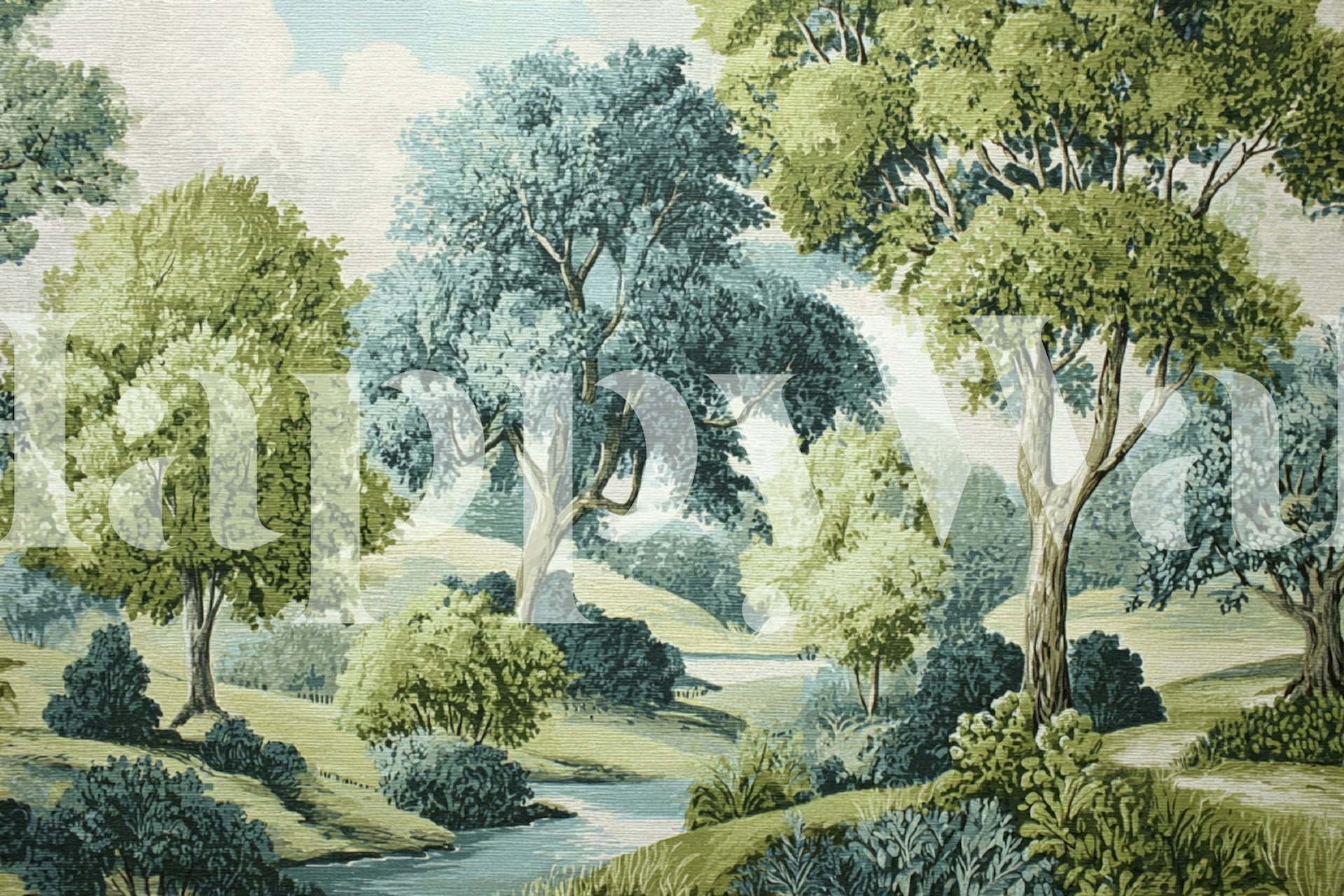 Lush Antique Woodland Harmony ταπετσαρία σε ένα δωμάτιο