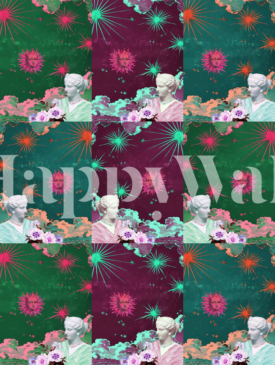 Bloemig thema behang in een kamer