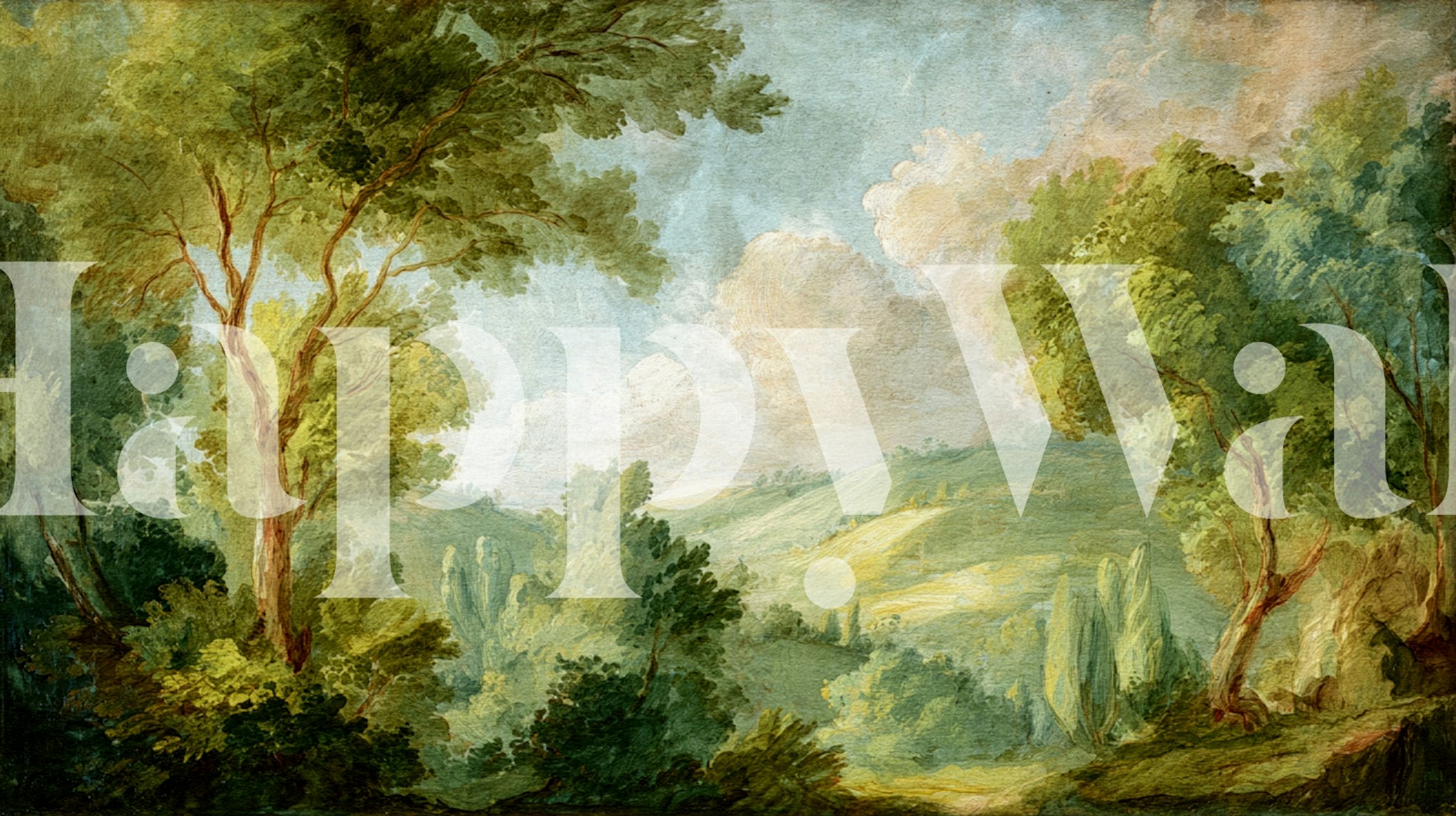 Antique Romantic Forest Garden wallpaper in a room