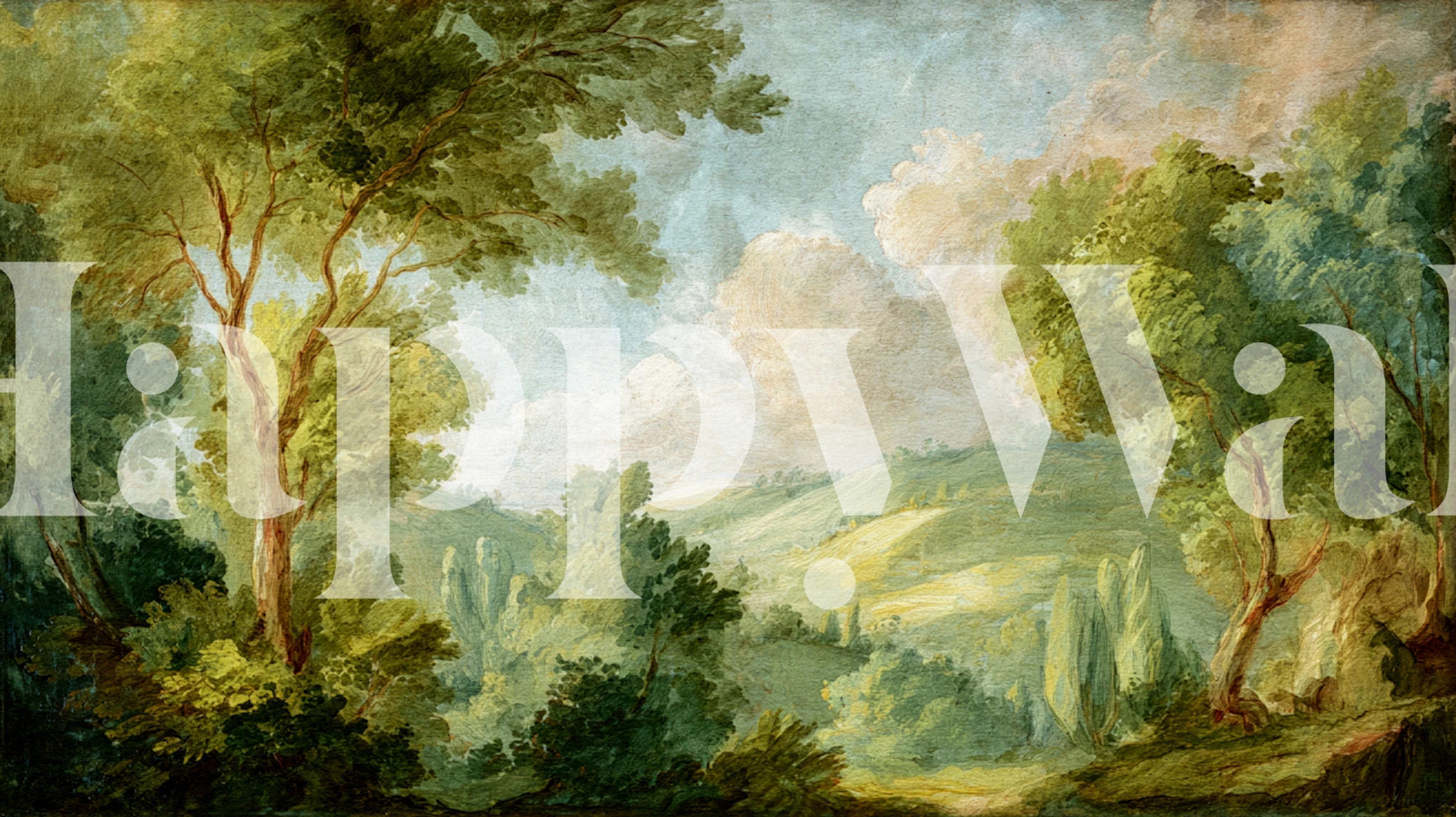 Antique Romantic Forest Garden wallpaper in a room