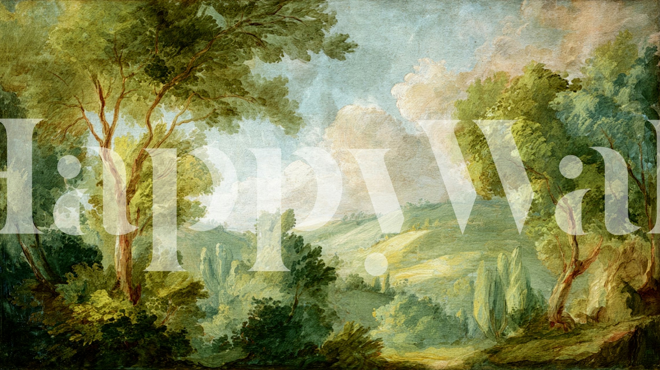 Antique Romantic Forest Garden wallpaper in a room