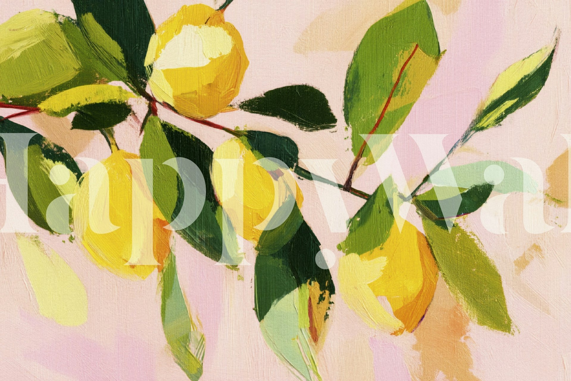 Fresh citrus lemons wallpaper in a room