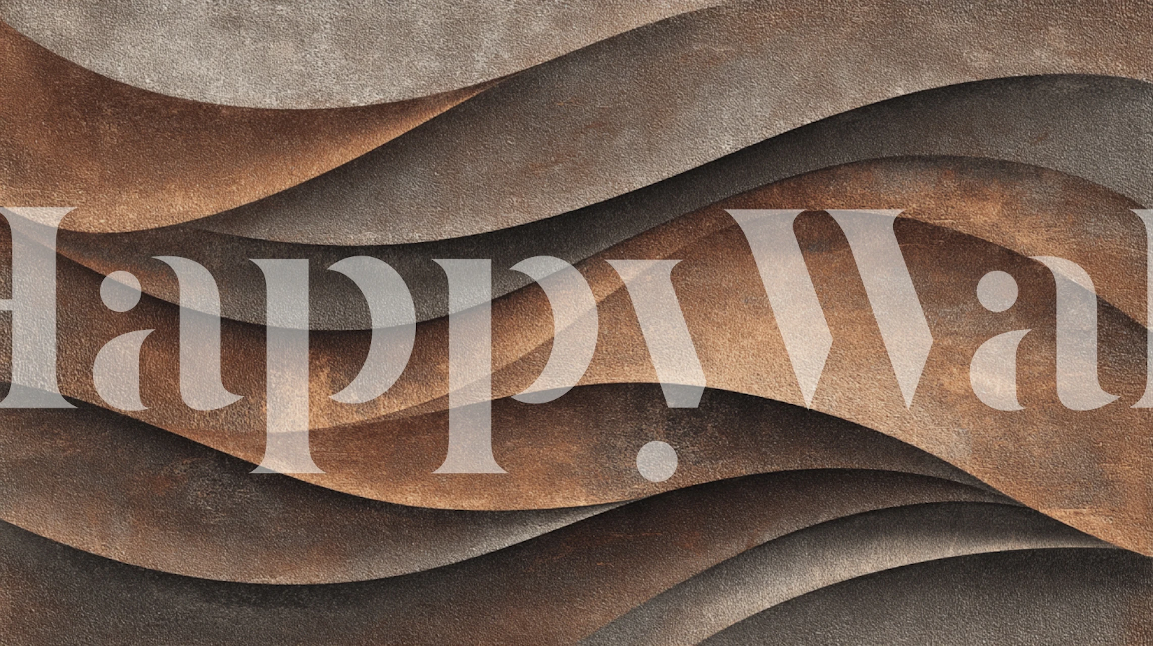 Copper toned rustic waves wallpaper in a room