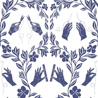 Sewing Hands With Scissors in Blue ταπετσαρία