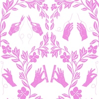 Crafty Sewing Hands With Scissors in Pink carta da parati