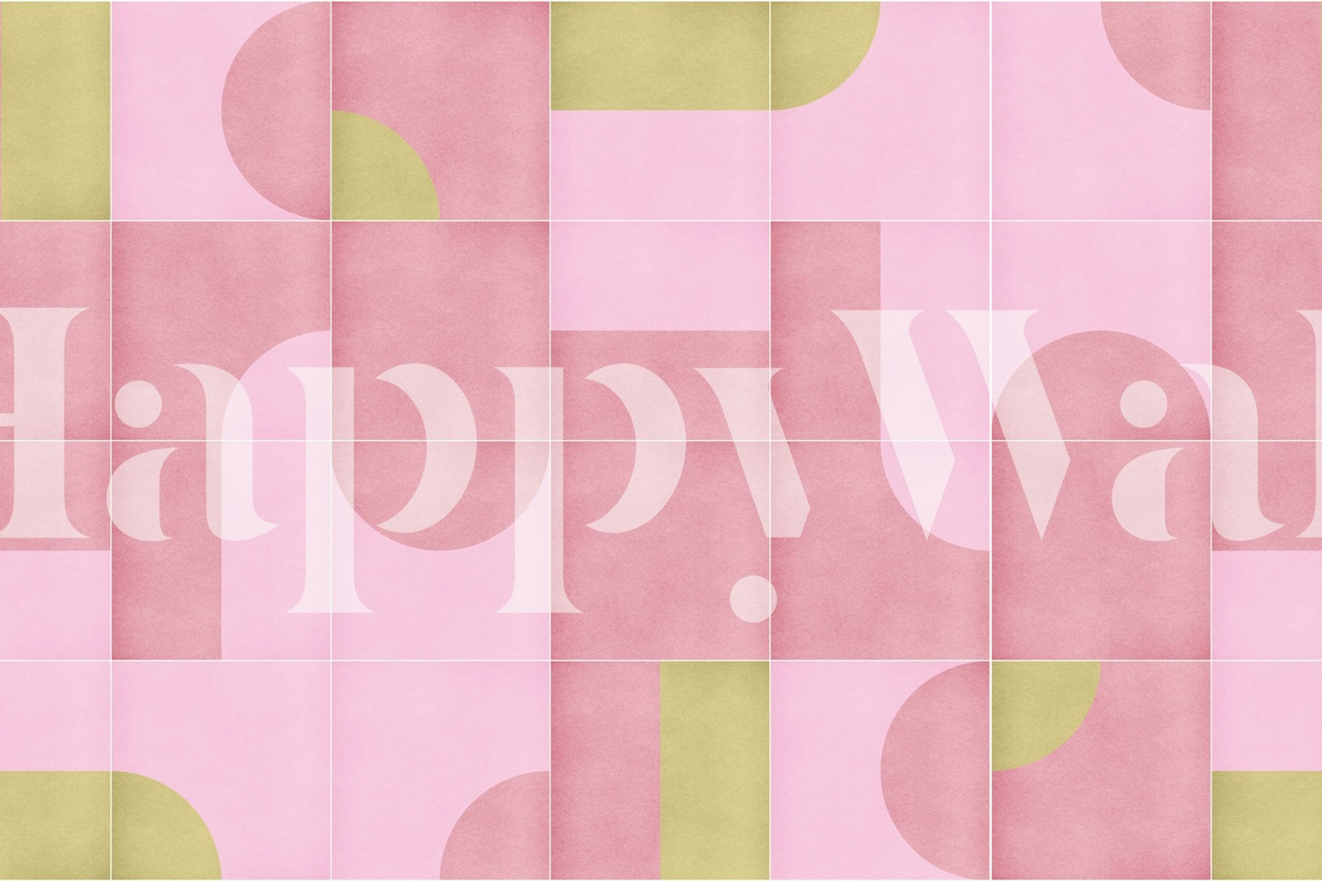 Geometric shapes in various shades of pink and green wallpaper